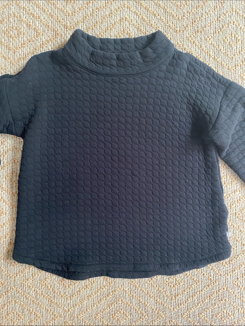 Talbots (T by Talbots) Womens Quilted Mock Neck Sweatshirt - Black